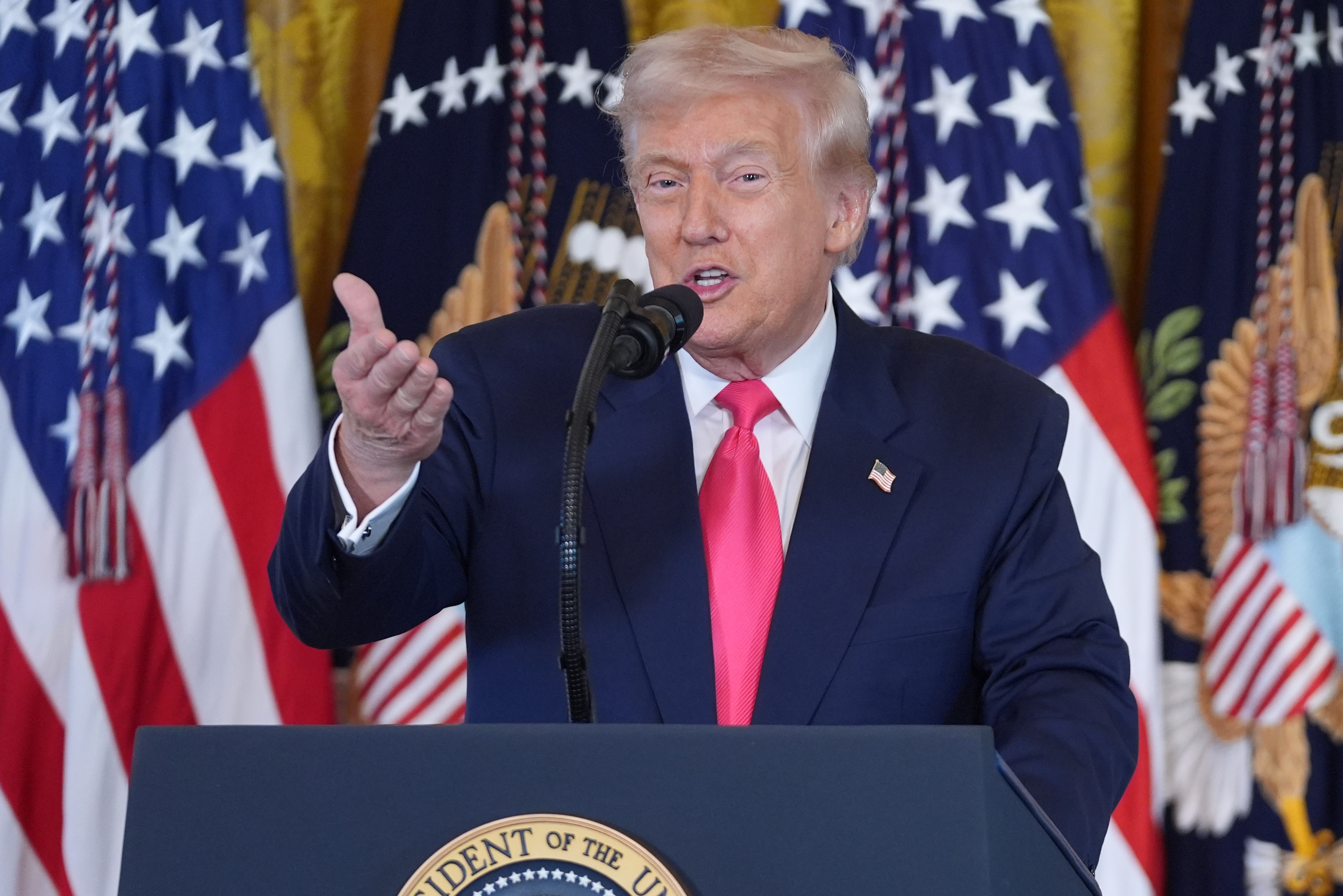 President Trump speaks during an event on foster care in the East Room of the at the White House on Thursday in Washington, D.C.